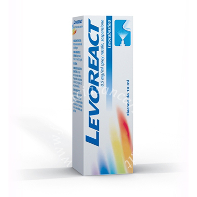 Levoreact 0,5 mg/ml spray nasale, sospensione  0,5 mg/ml spray nasale, sospensione flacone da 10 ml 